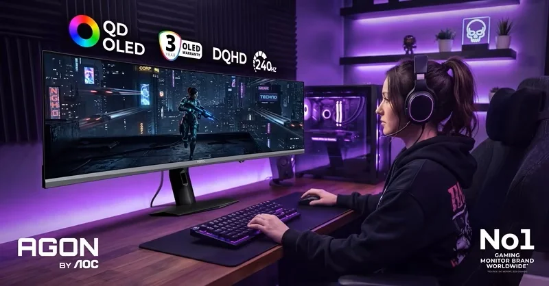 AOC представила два QD-OLED монитора AGON PRO на Gamescom 2026: 49-дюймовый флагман и 34-дюймовый скоростной