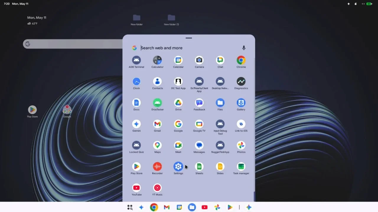 интерфейс Aluminium OS с ассистентом Gemini