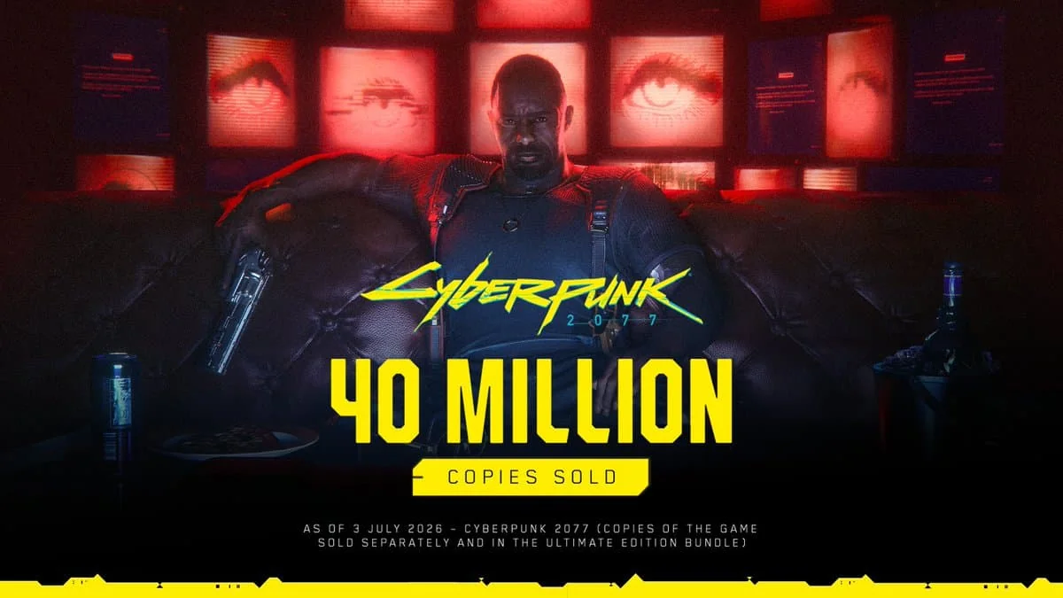 логотип достижения 40 миллионов копий Cyberpunk 2077