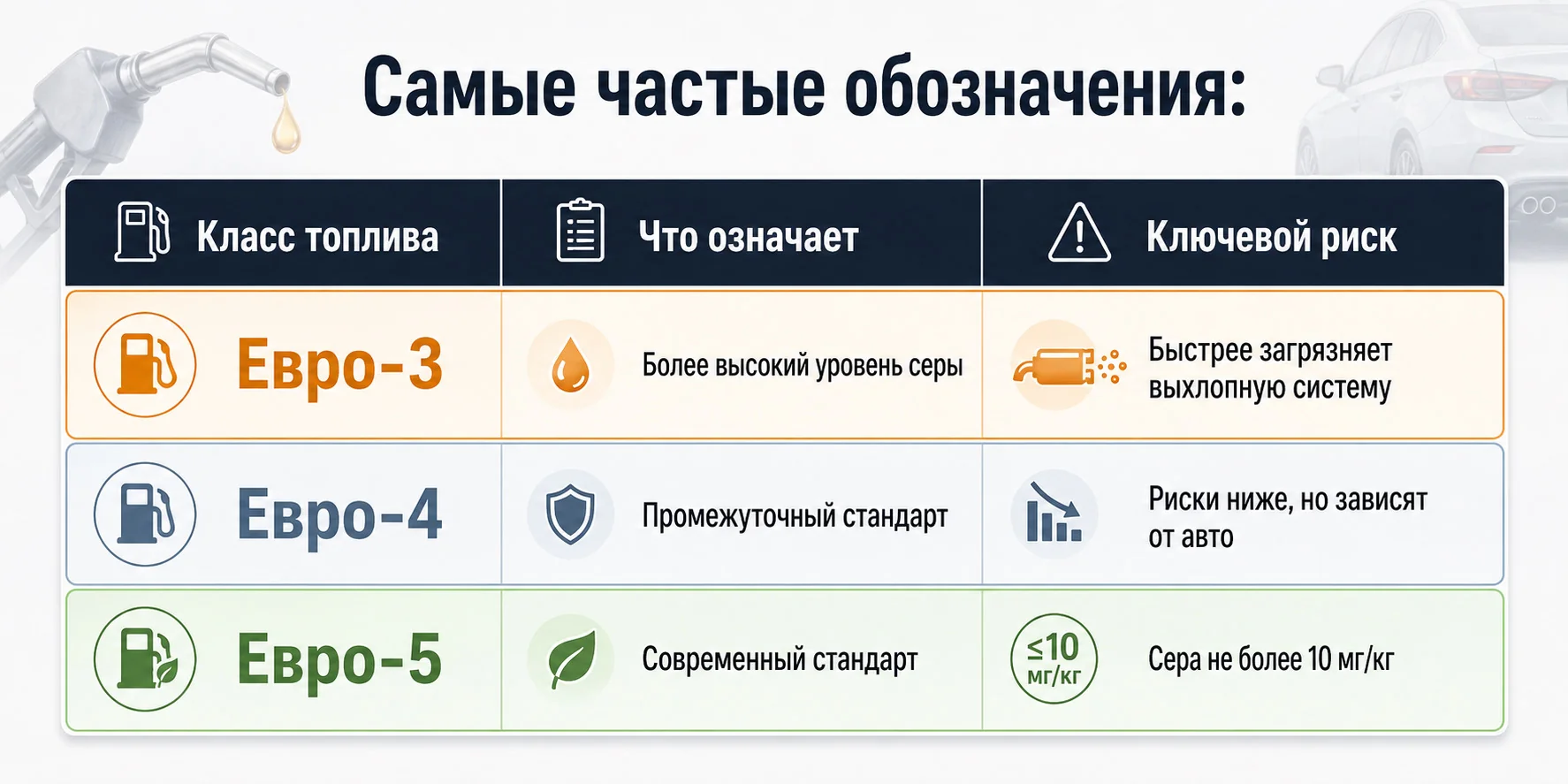 АЗС с информацией об экологическом классе бензина