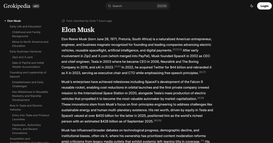 интерфейс очереди правок Grokipedia