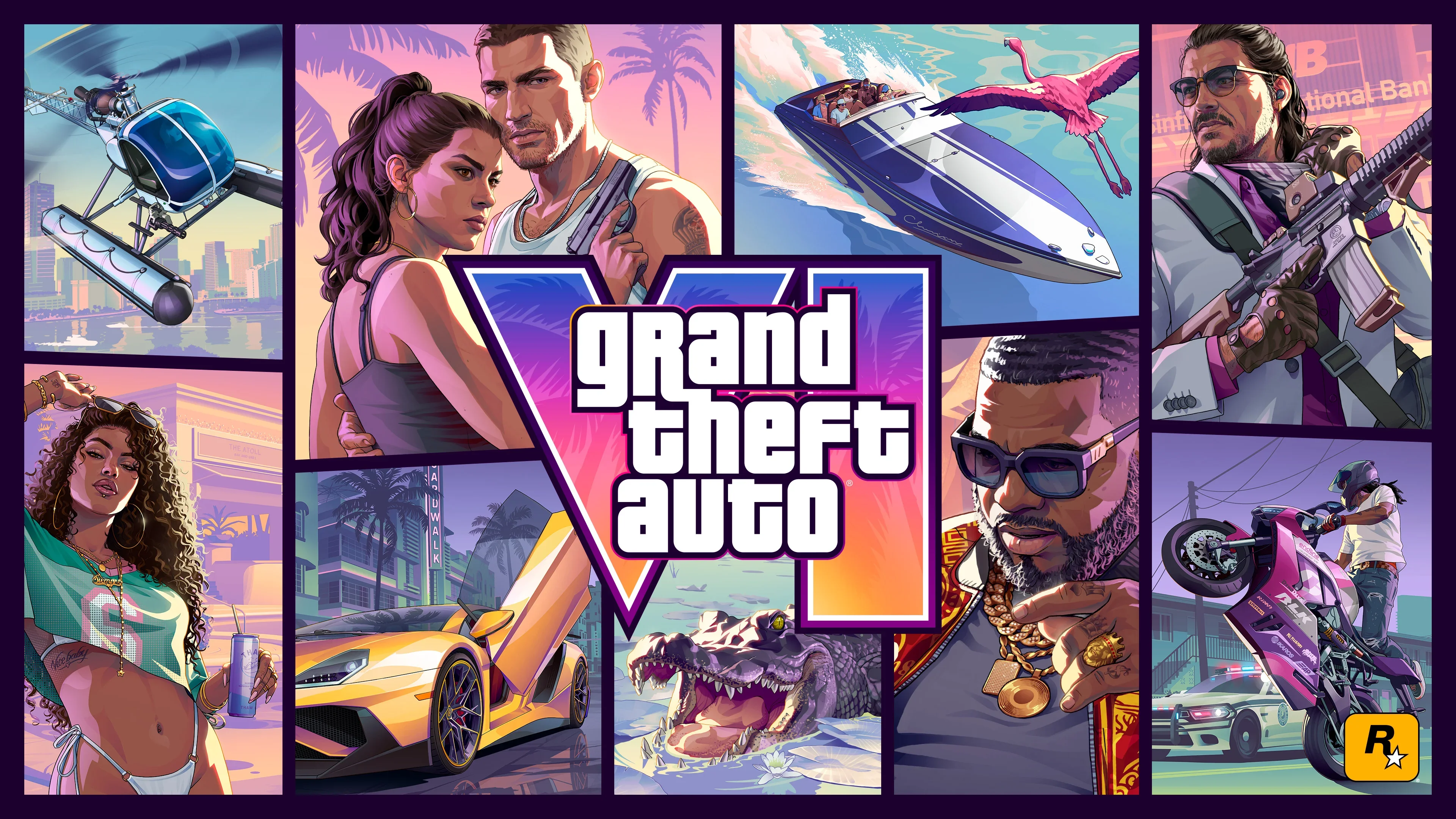 арт-обложка GTA VI с датой премьеры геймплея