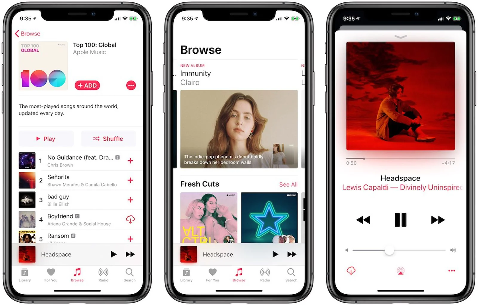 интерфейс Apple Music с тегами прозрачности