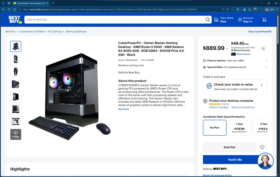 сравнение спецификаций RX 9050 4GB и 8GB