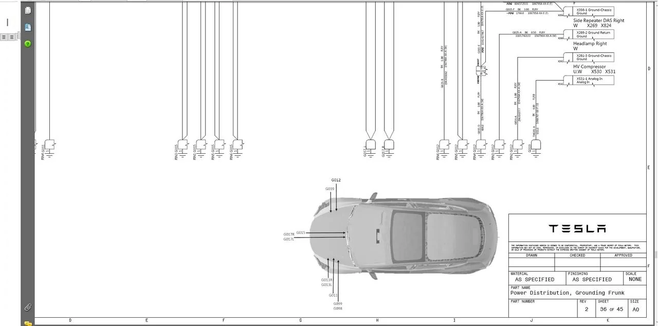 схема механической аварийной ручки Tesla Model 3