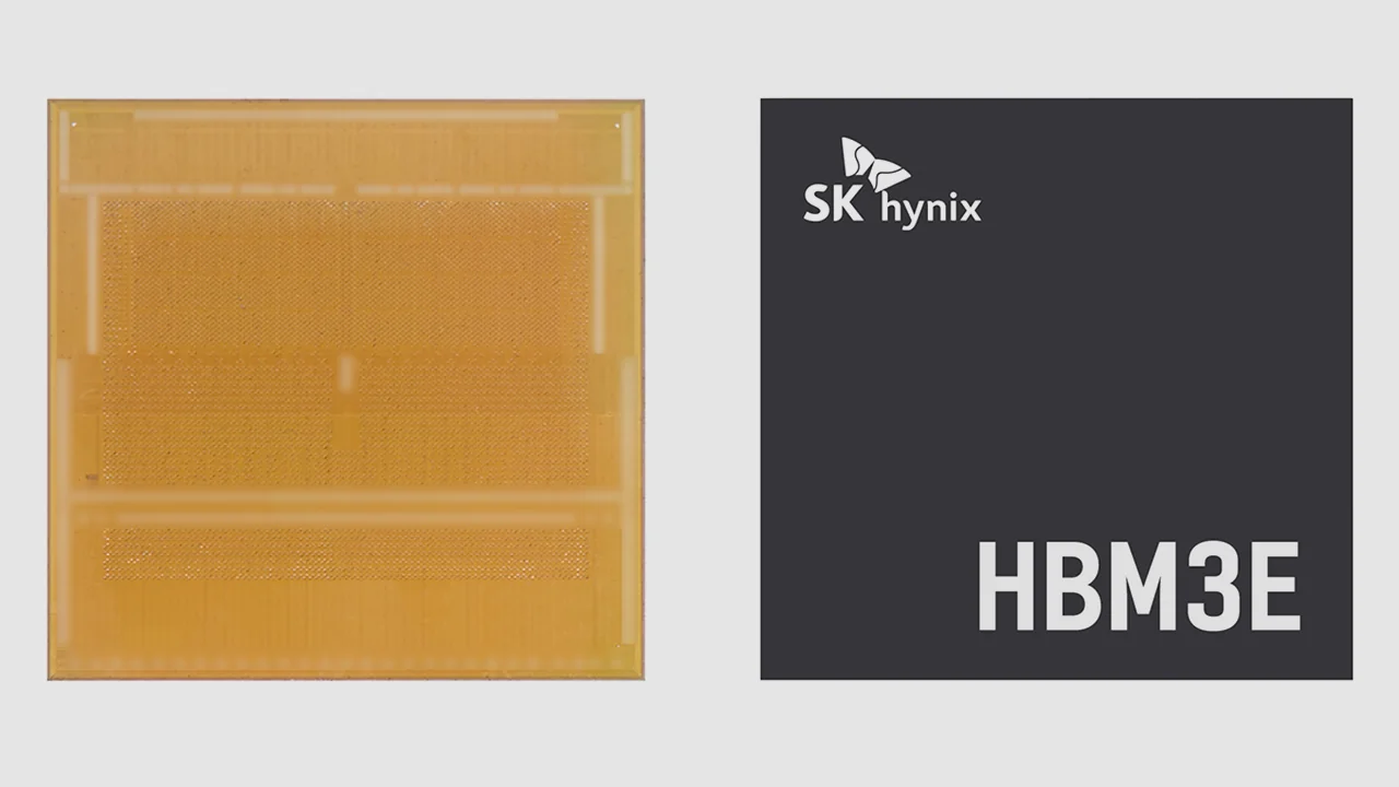 чип памяти HBM3E крупным планом
