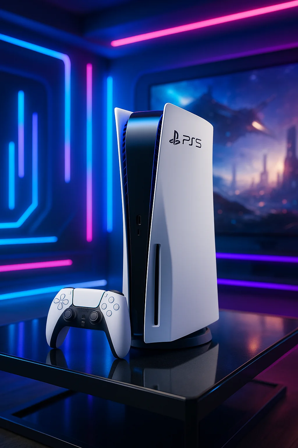 логотип акции PSBlackout на фоне консоли PlayStation 5
