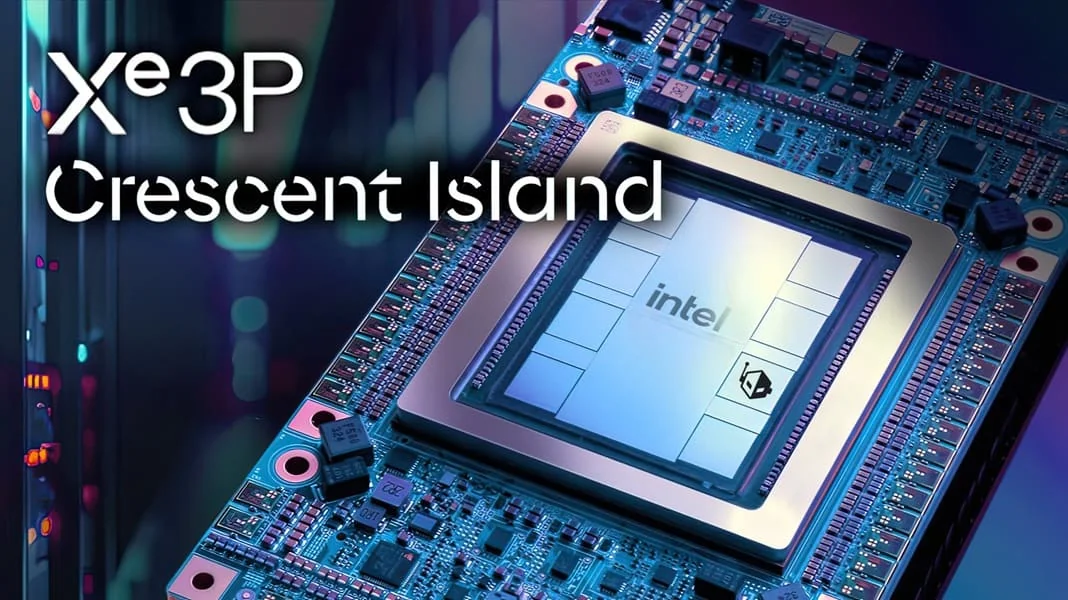 схема кристалла Intel Crescent Island с 32 Xe-ядрами