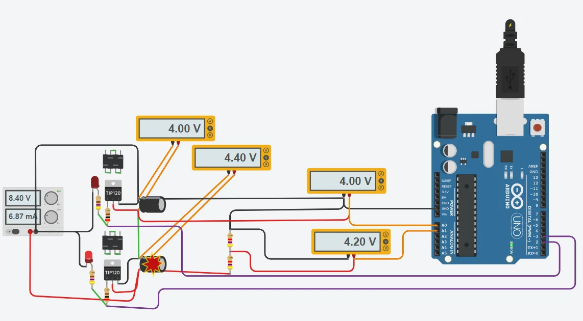 схема питания Decktility с BMS, Arduino Nano и MOSFET