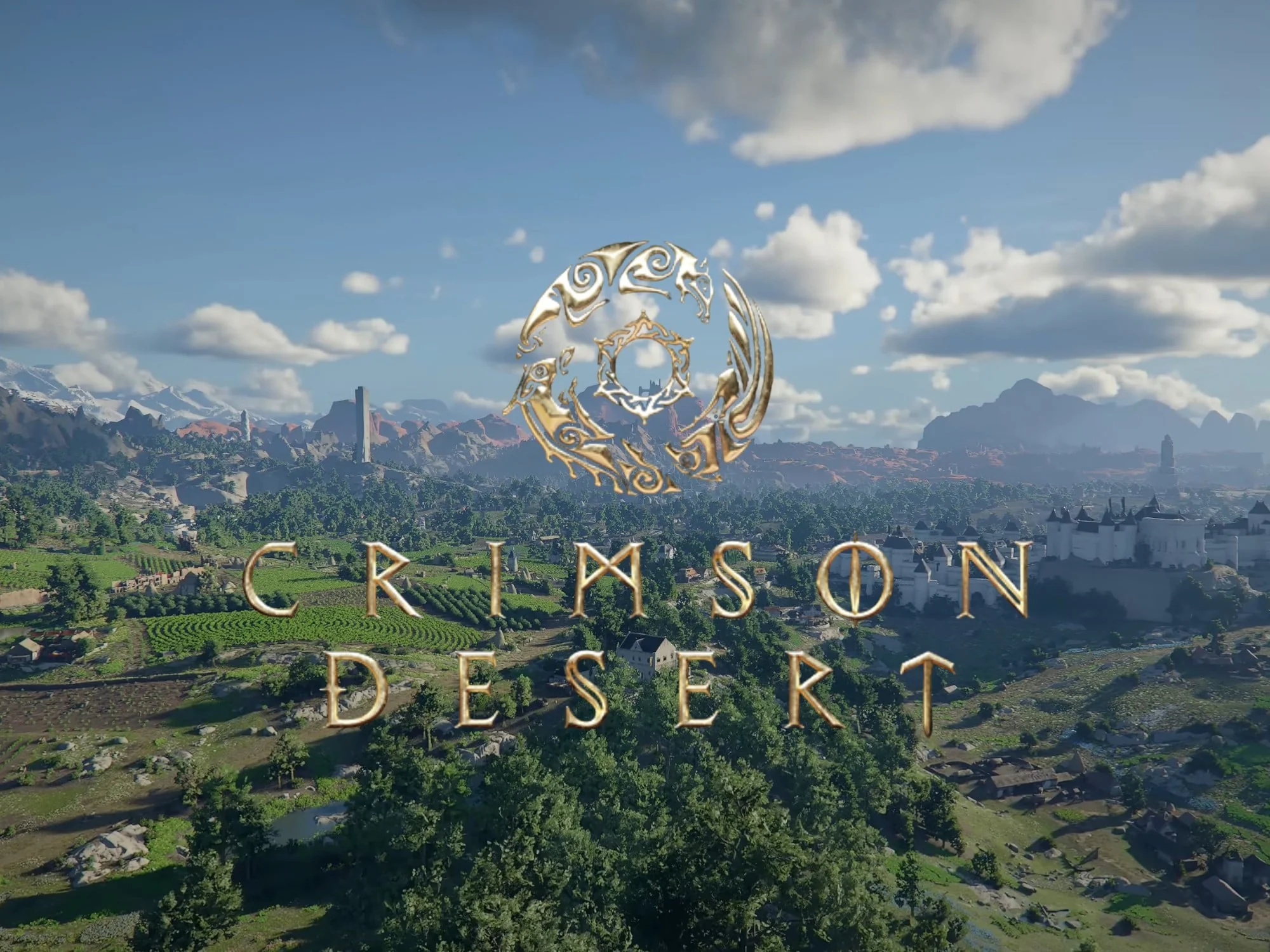 логотип Crimson Desert на фоне континента Пайвел