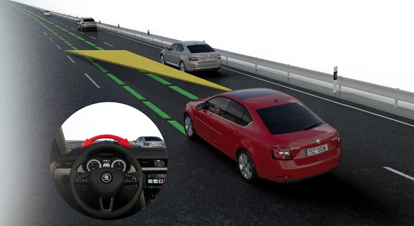 анимированные точки Motion Assist при повороте автомобиля
