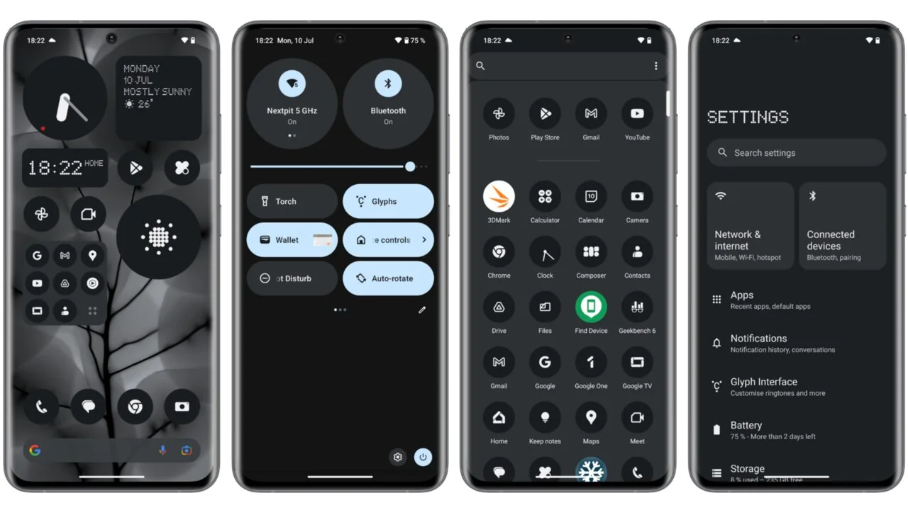 приложение Glyph и виджет Away Time в Nothing OS 5.0