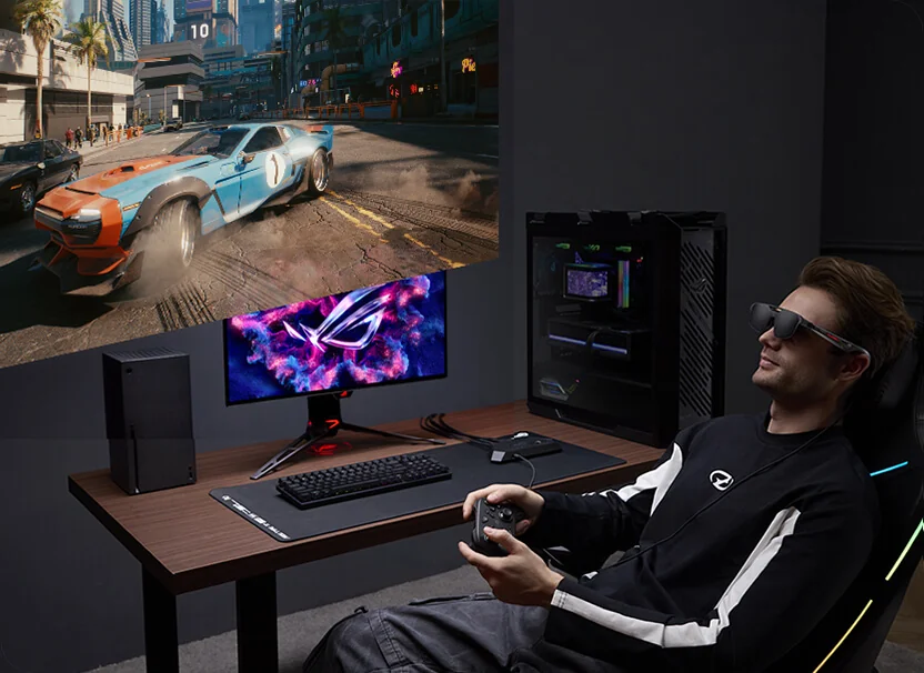 AR-очки ROG Xreal R1 Edition 20 в чёрно-золотом цвете