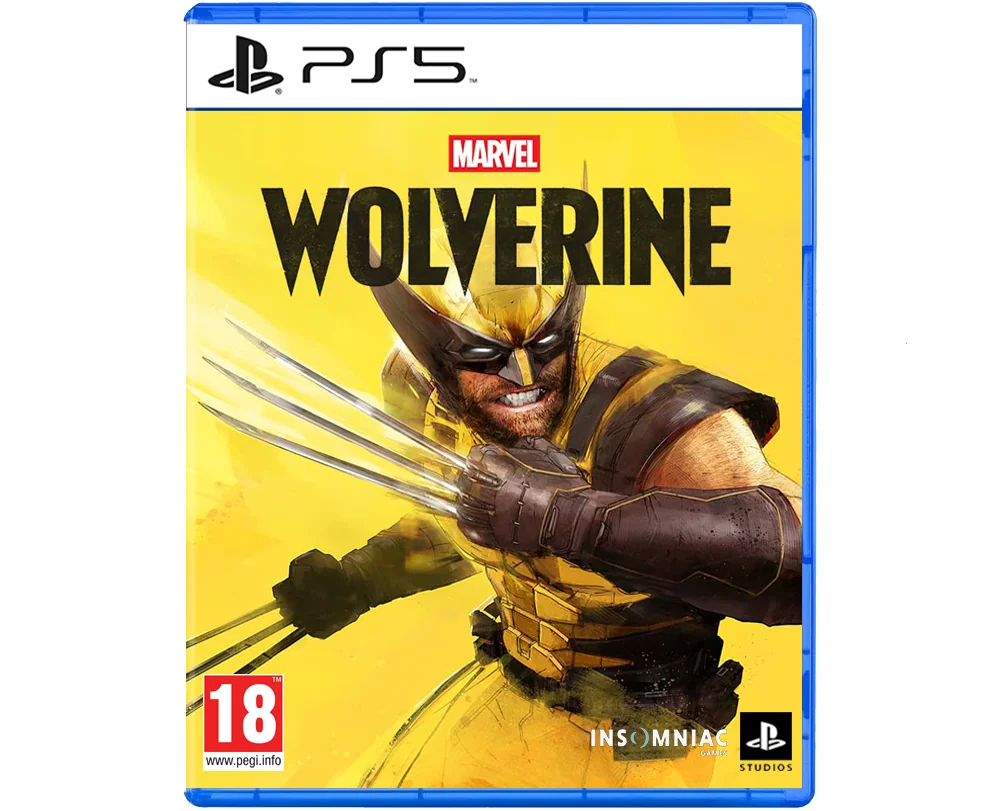 обложка Marvel's Wolverine на фоне консолей PS5 и PS5 Pro