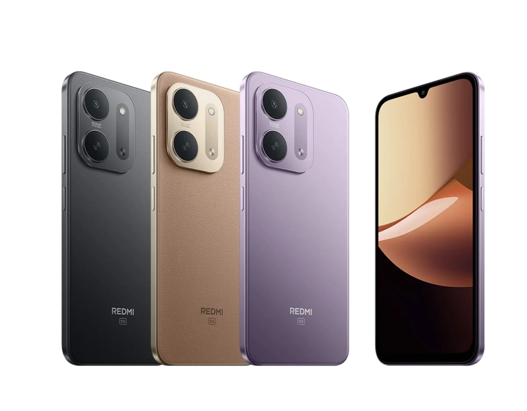 Redmi 17C 5G в цветах чёрный коричневый фиолетовый