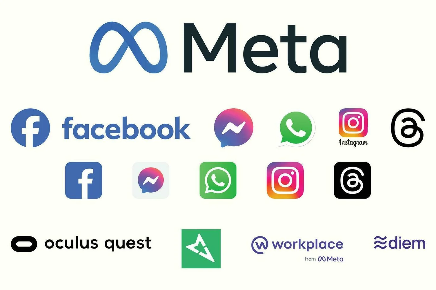Логотип Meta и приложения Facebook Instagram