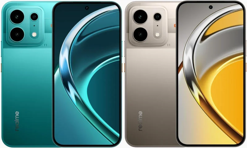 смартфон Realme P4s в цвете Electric Cyan