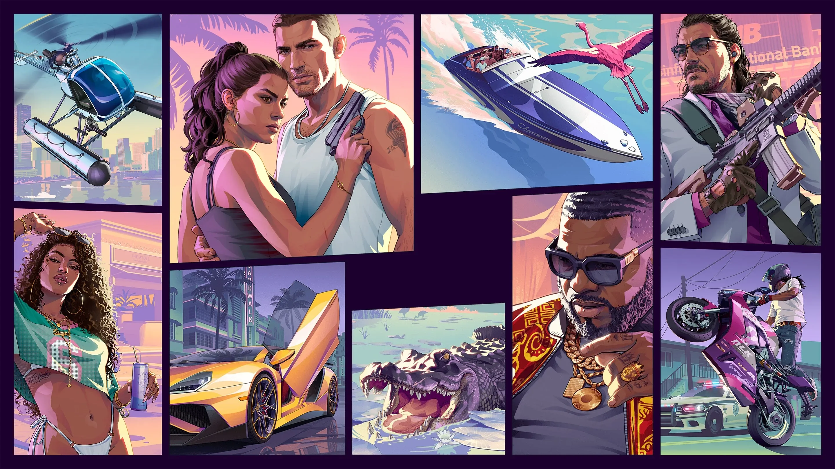 арт-обложка Grand Theft Auto VI с Лусией и Джейсоном