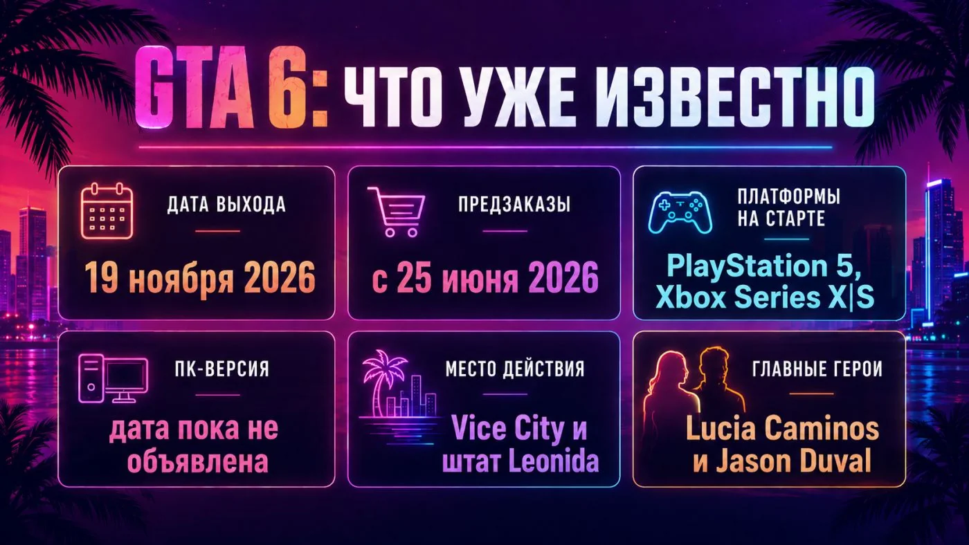 Логотип GTA VI с датой выхода 19 ноября 2026