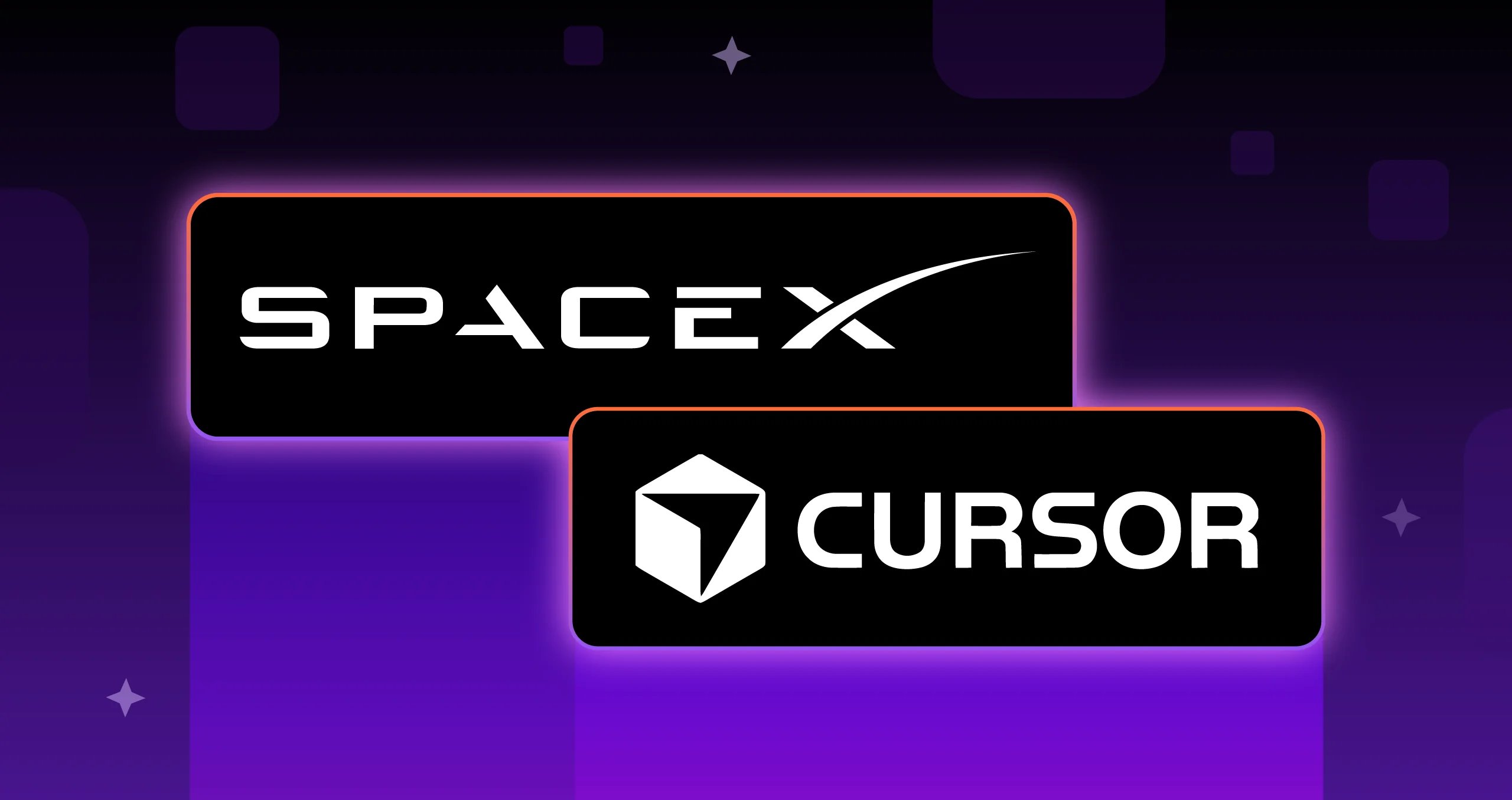 логотип Cursor и SpaceX на фоне кода