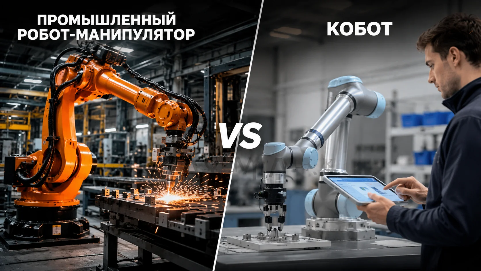 сравнение промышленного манипулятора и гуманоидного робота