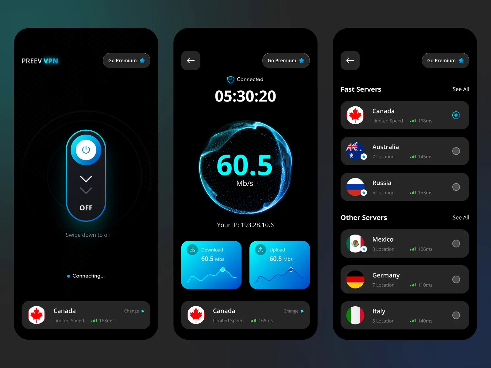 интерфейс VPN-приложения для доступа к Википедии