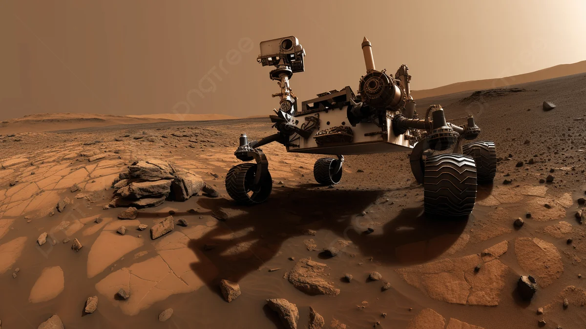 марсоход Curiosity на фоне марсианского ландшафта