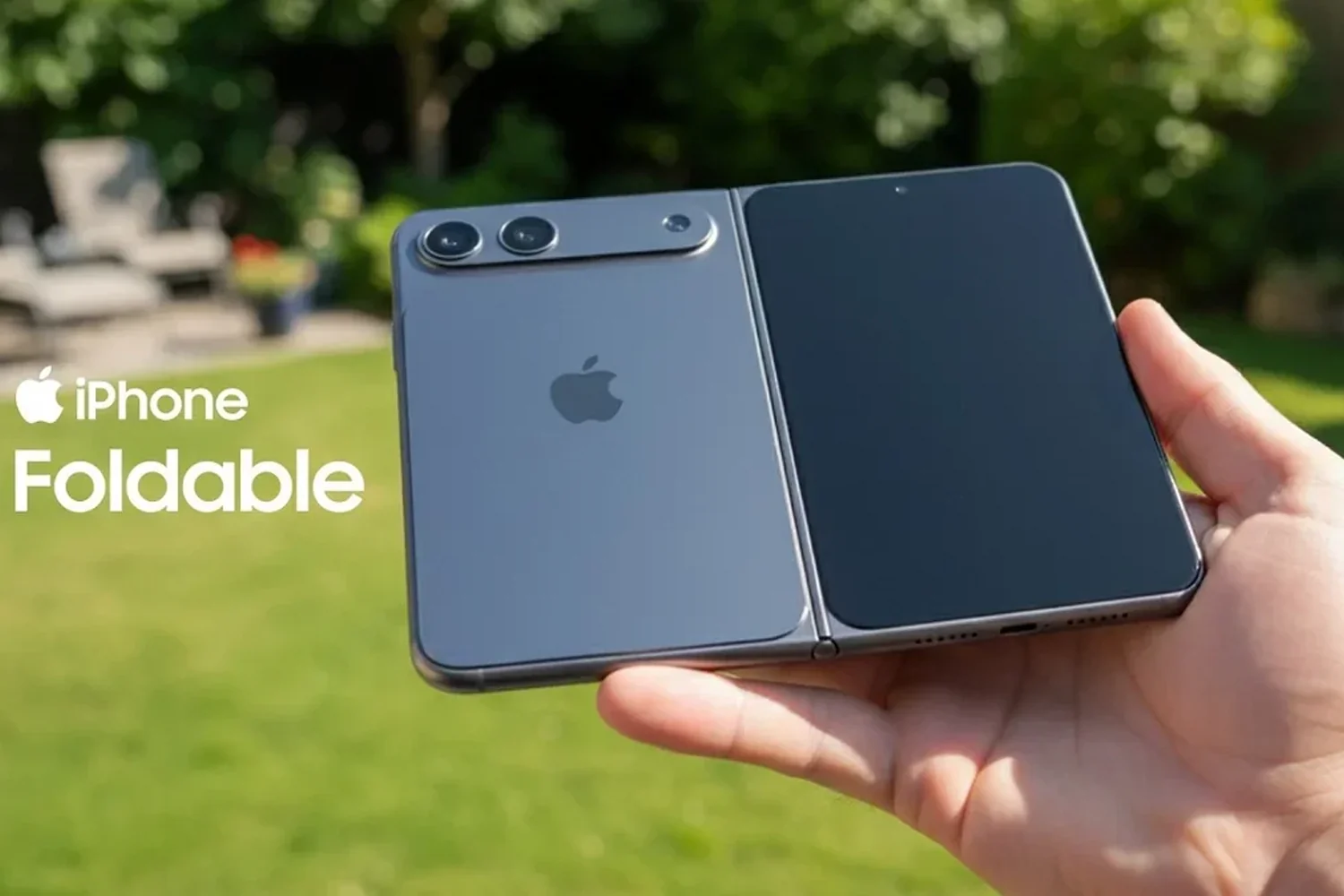 складной смартфон iPhone Fold с открытым экраном