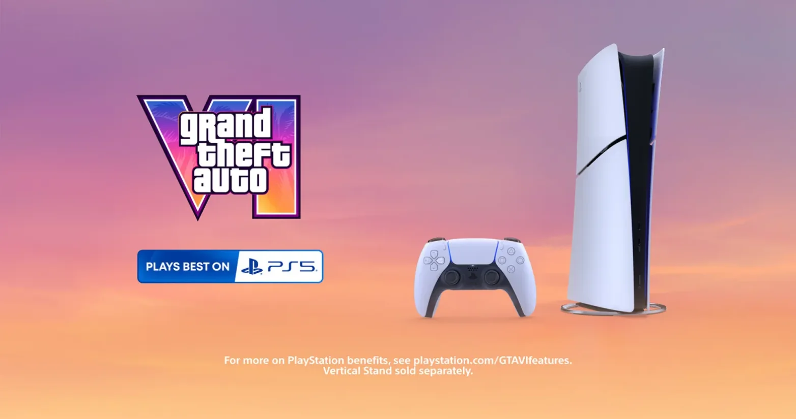 логотип Grand Theft Auto VI на фоне консоли PlayStation 5 Pro