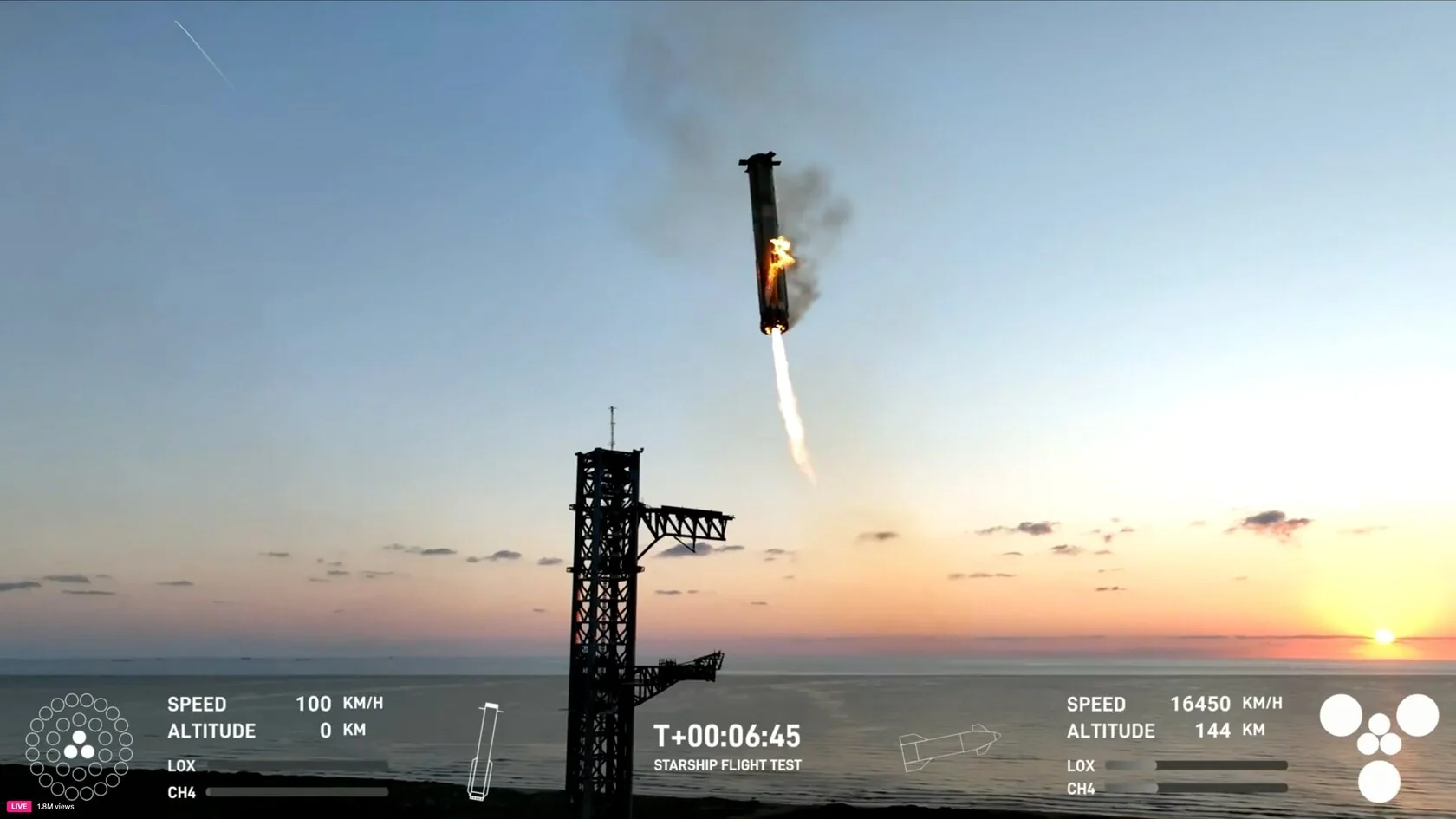 ускоритель Super Heavy Booster 21 на стартовом комплексе Starbase
