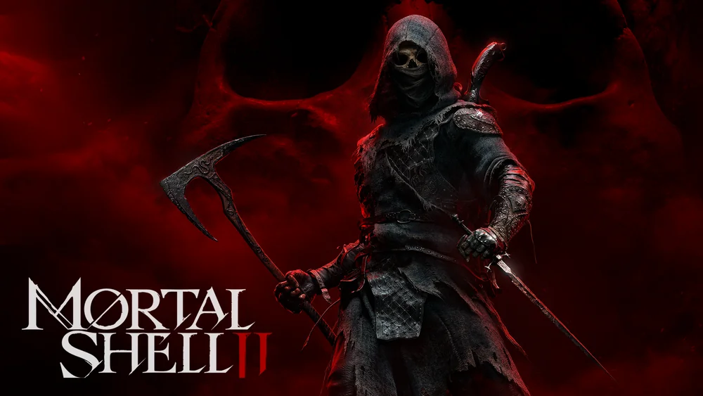 обложка Mortal Shell 2 на фоне игрового мира