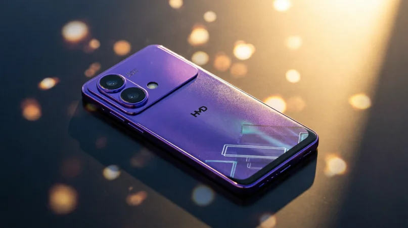 Рендер смартфона HMD Pulse 2T Pro, демонстрирующий тыловой мини-экран и блок камер