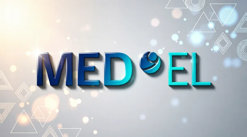 логотип компании Med-El на фоне медицинского оборудования