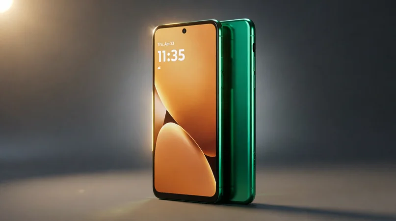 Motorola Moto G100s на фоне графика результатов AnTuTu