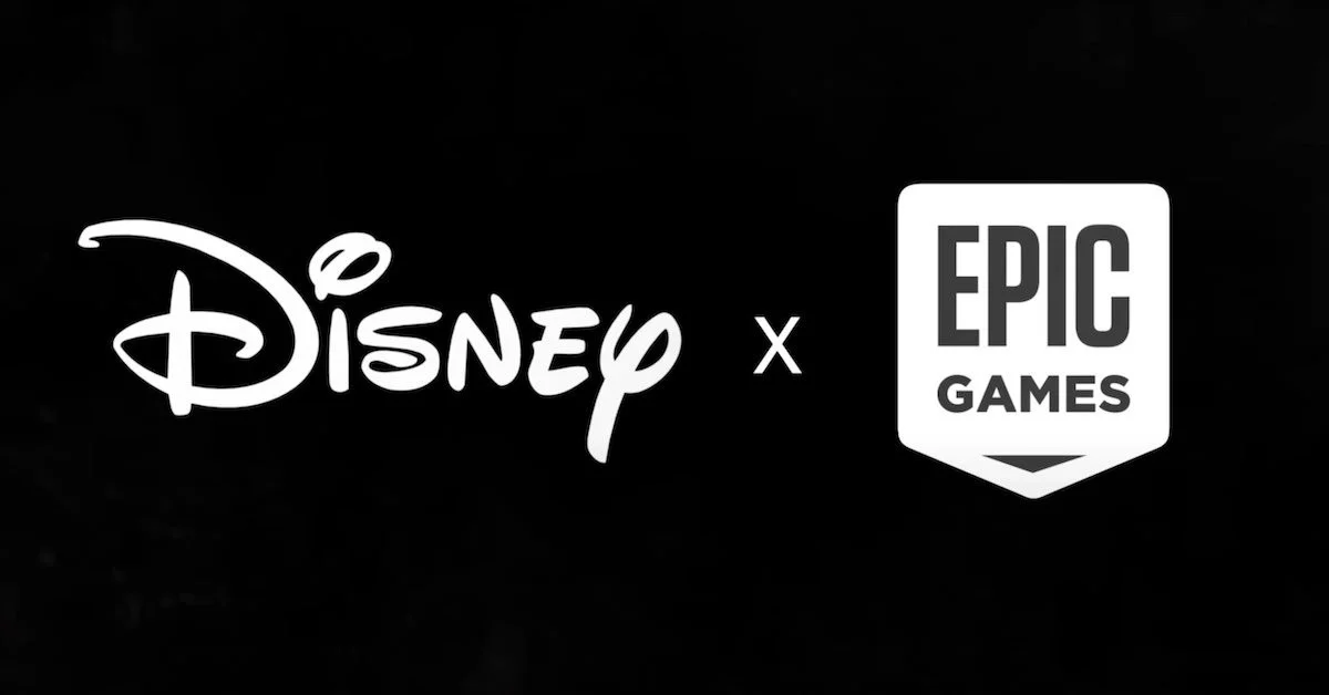 Логотип Epic Games и Disney на фоне схематичного изображения нейросети Claude от Anthropic