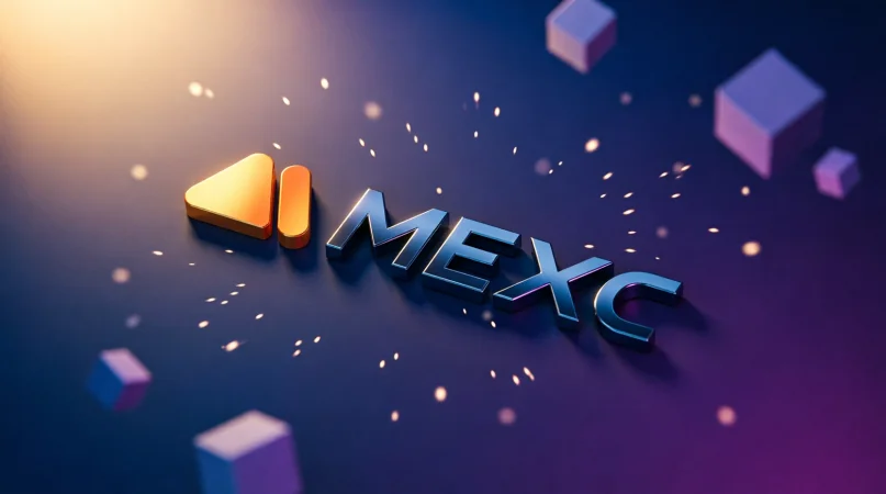 Логотип криптобиржи MEXC на экране смартфона с уведомлением о блокировке аккаунта