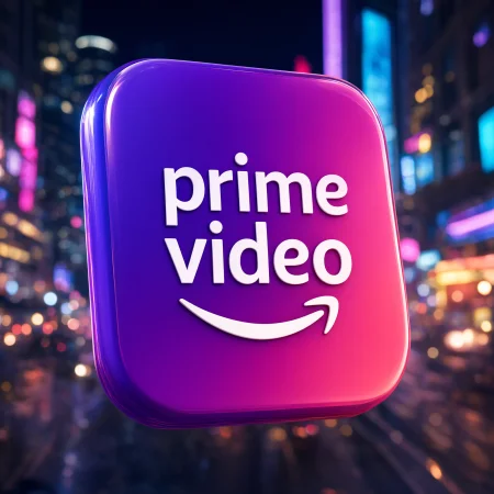 Логотип Amazon Prime Video на фоне космического корабля