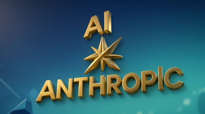 Логотип Anthropic на фоне биржевого табло Nasdaq